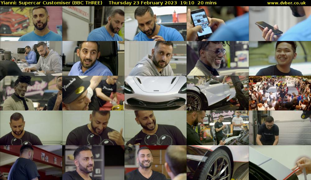 Yianni: Supercar Customiser (BBC THREE) Thursday 23 February 2023 19:10 - 19:30