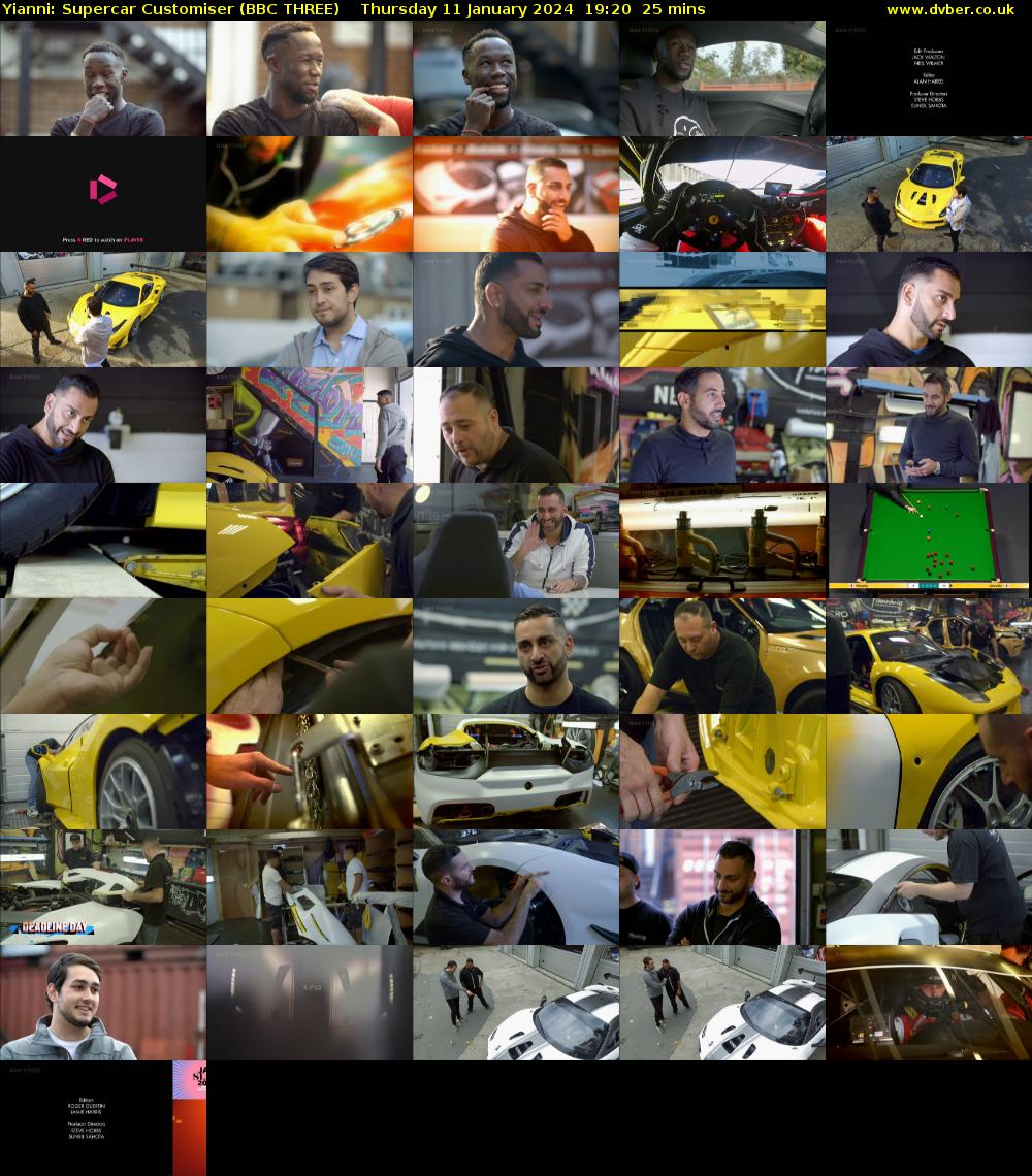 Yianni: Supercar Customiser (BBC THREE) Thursday 11 January 2024 19:20 - 19:45
