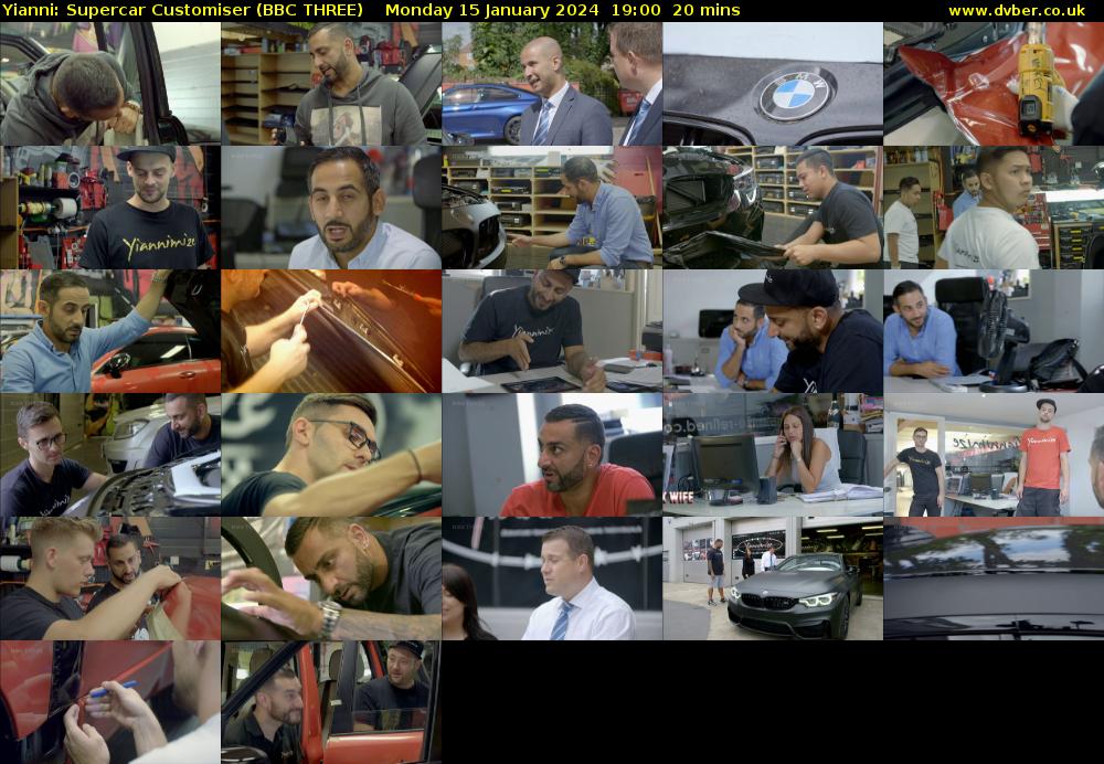 Yianni: Supercar Customiser (BBC THREE) Monday 15 January 2024 19:00 - 19:20