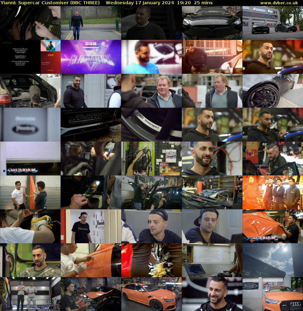 Yianni: Supercar Customiser (BBC THREE) Wednesday 17 January 2024 19:20 - 19:45
