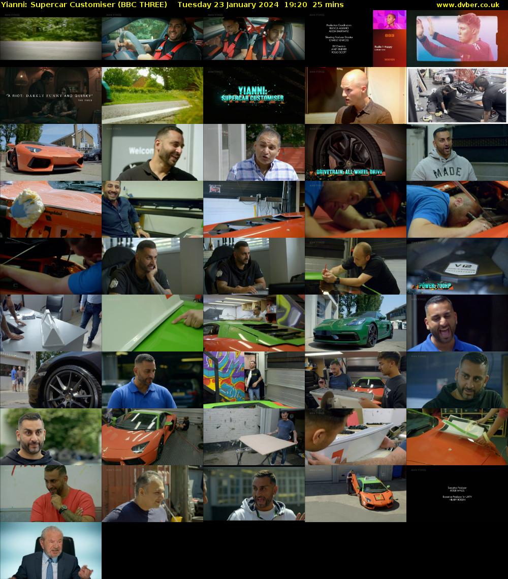 Yianni: Supercar Customiser (BBC THREE) Tuesday 23 January 2024 19:20 - 19:45