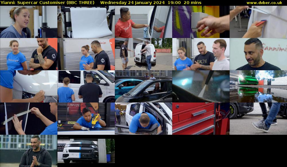 Yianni: Supercar Customiser (BBC THREE) Wednesday 24 January 2024 19:00 - 19:20
