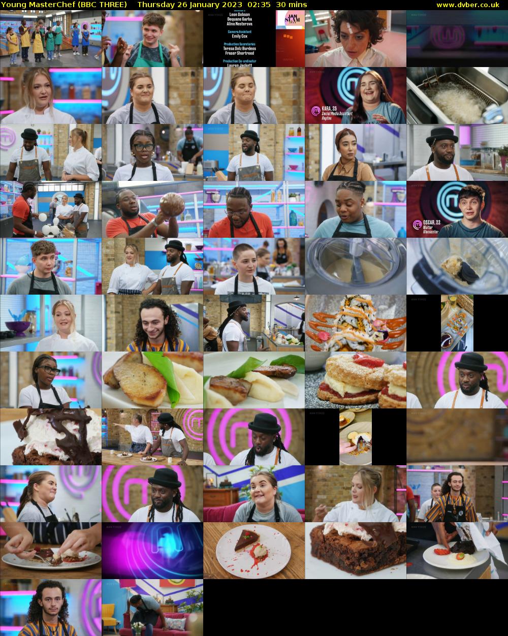 Young MasterChef (BBC THREE) Thursday 26 January 2023 02:35 - 03:05