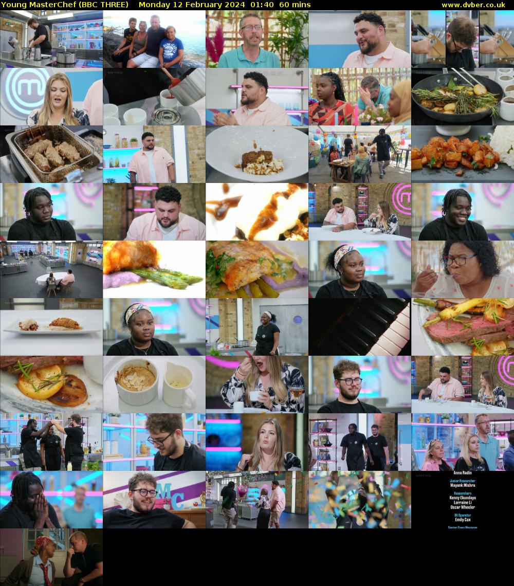 Young MasterChef (BBC THREE) Monday 12 February 2024 01:40 - 02:40