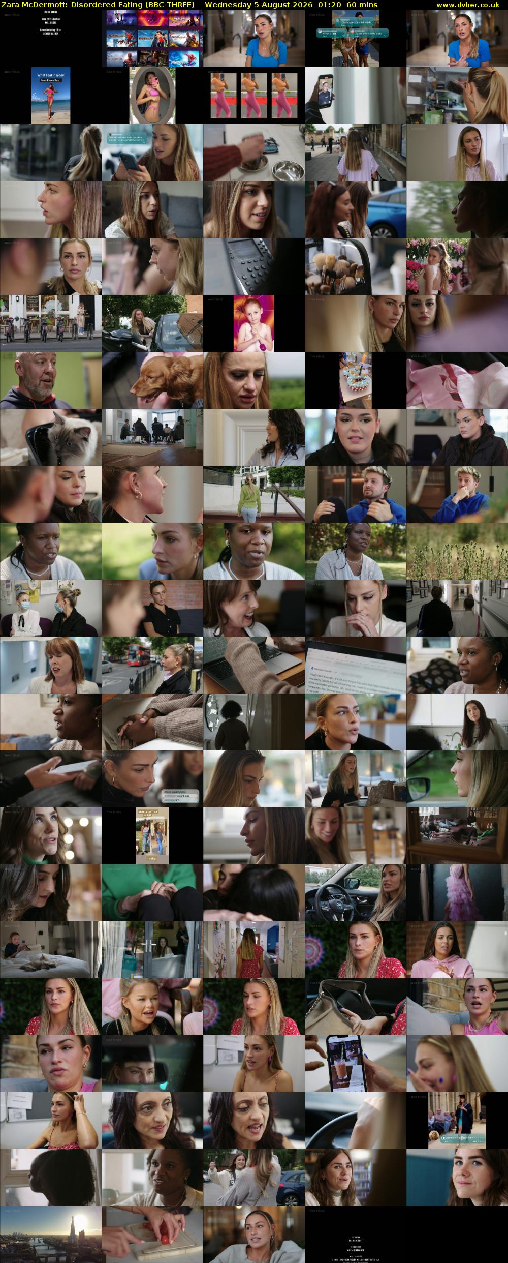 Zara McDermott: Disordered Eating (BBC THREE) Wednesday 5 August 2026 01:20 - 02:20