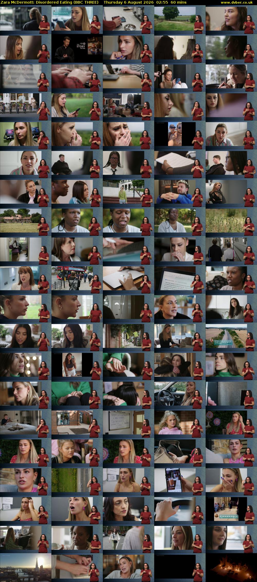 Zara McDermott: Disordered Eating (BBC THREE) Thursday 6 August 2026 02:55 - 03:55