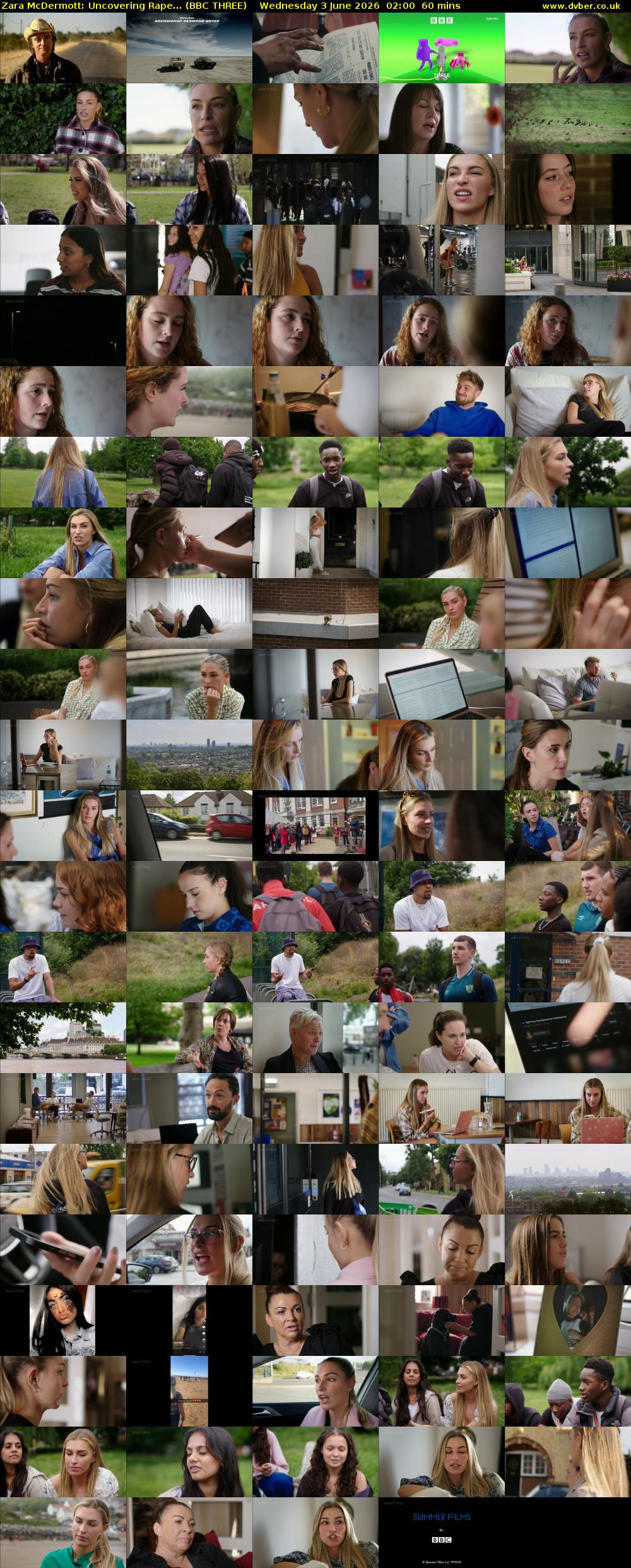 Zara McDermott: Uncovering Rape... (BBC THREE) Wednesday 3 June 2026 02:00 - 03:00