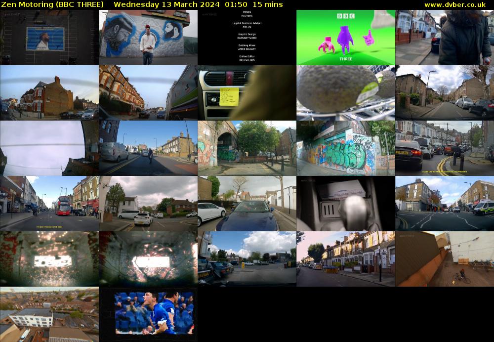 Zen Motoring (BBC THREE) Wednesday 13 March 2024 01:50 - 02:05