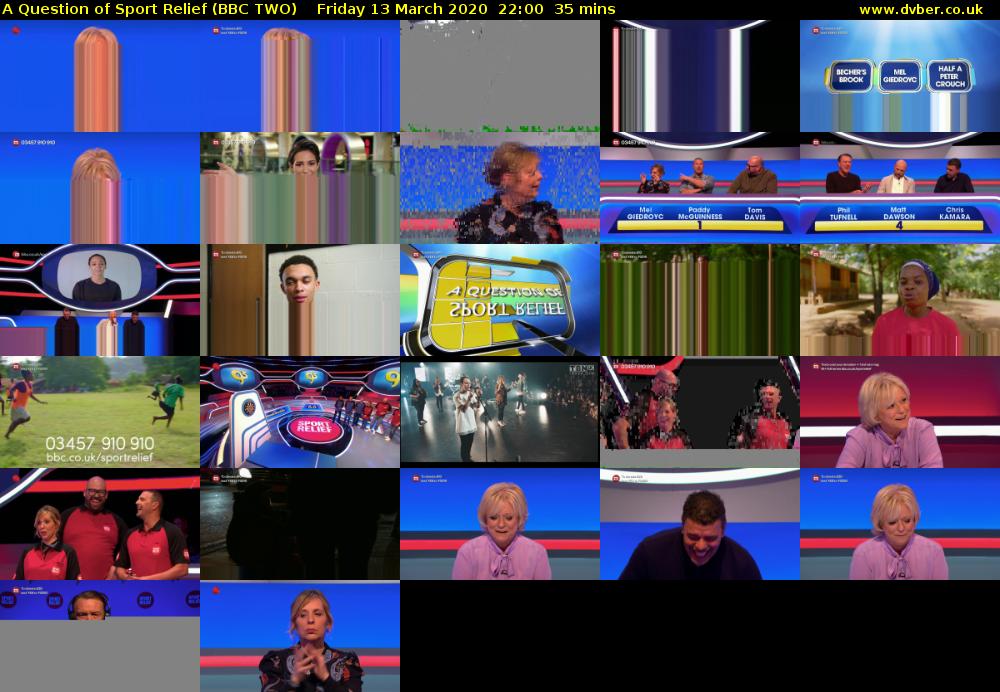 A Question of Sport Relief (BBC TWO) Friday 13 March 2020 22:00 - 22:35