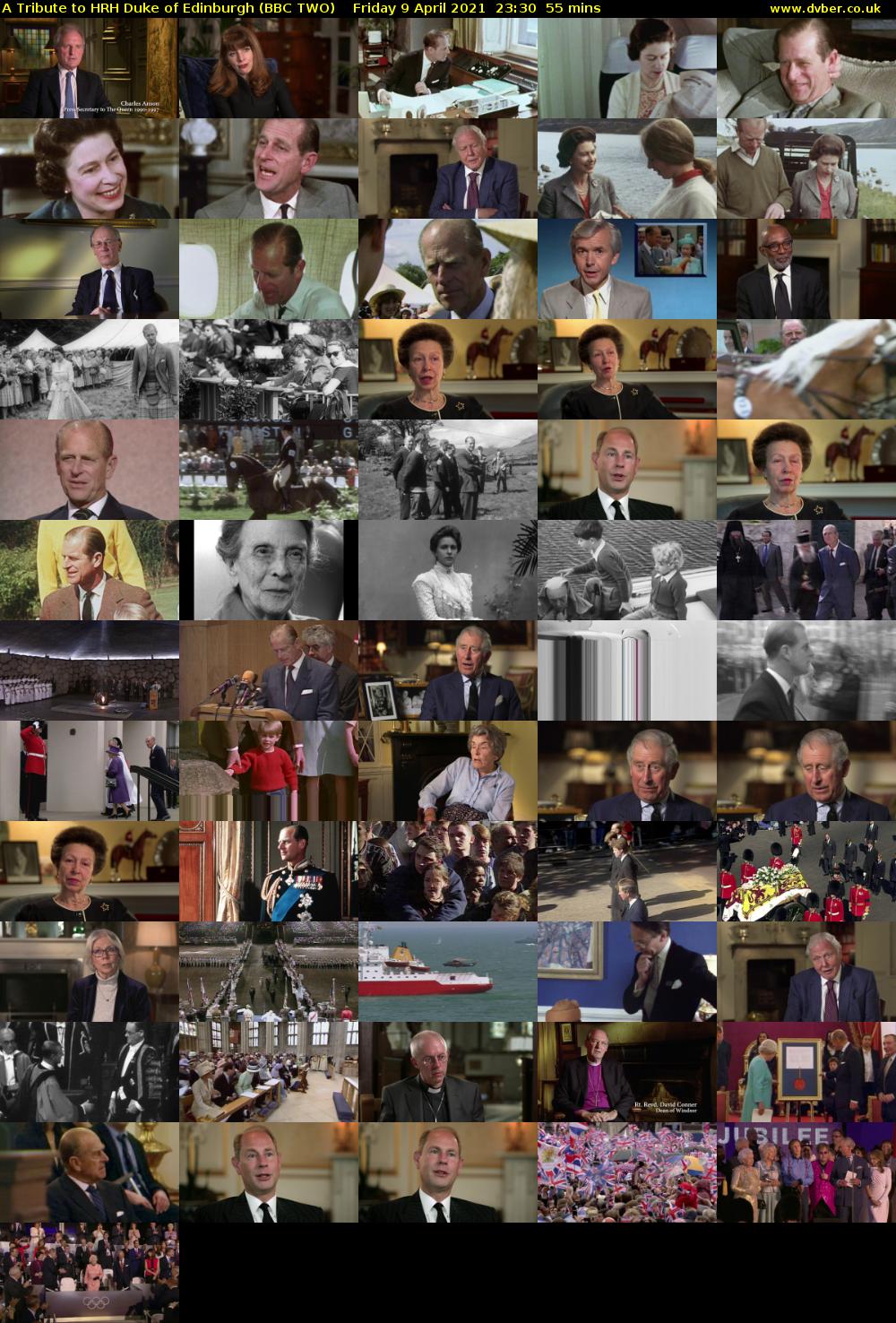 A Tribute to HRH Duke of Edinburgh (BBC TWO) Friday 9 April 2021 23:30 - 00:25