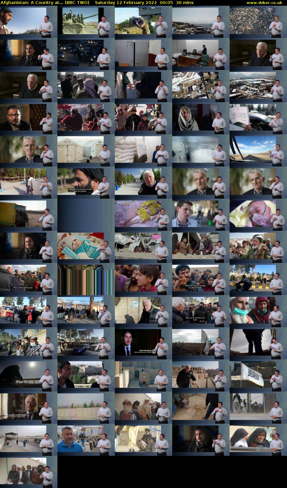 Afghanistan: A Country at... (BBC TWO) Saturday 12 February 2022 00:05 - 00:35