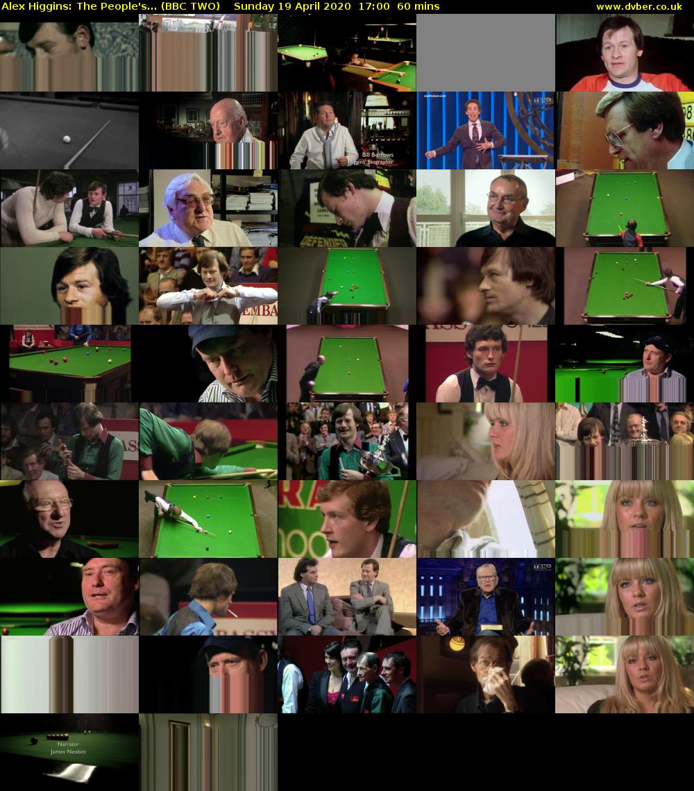 Alex Higgins: The People's... (BBC TWO) Sunday 19 April 2020 17:00 - 18:00