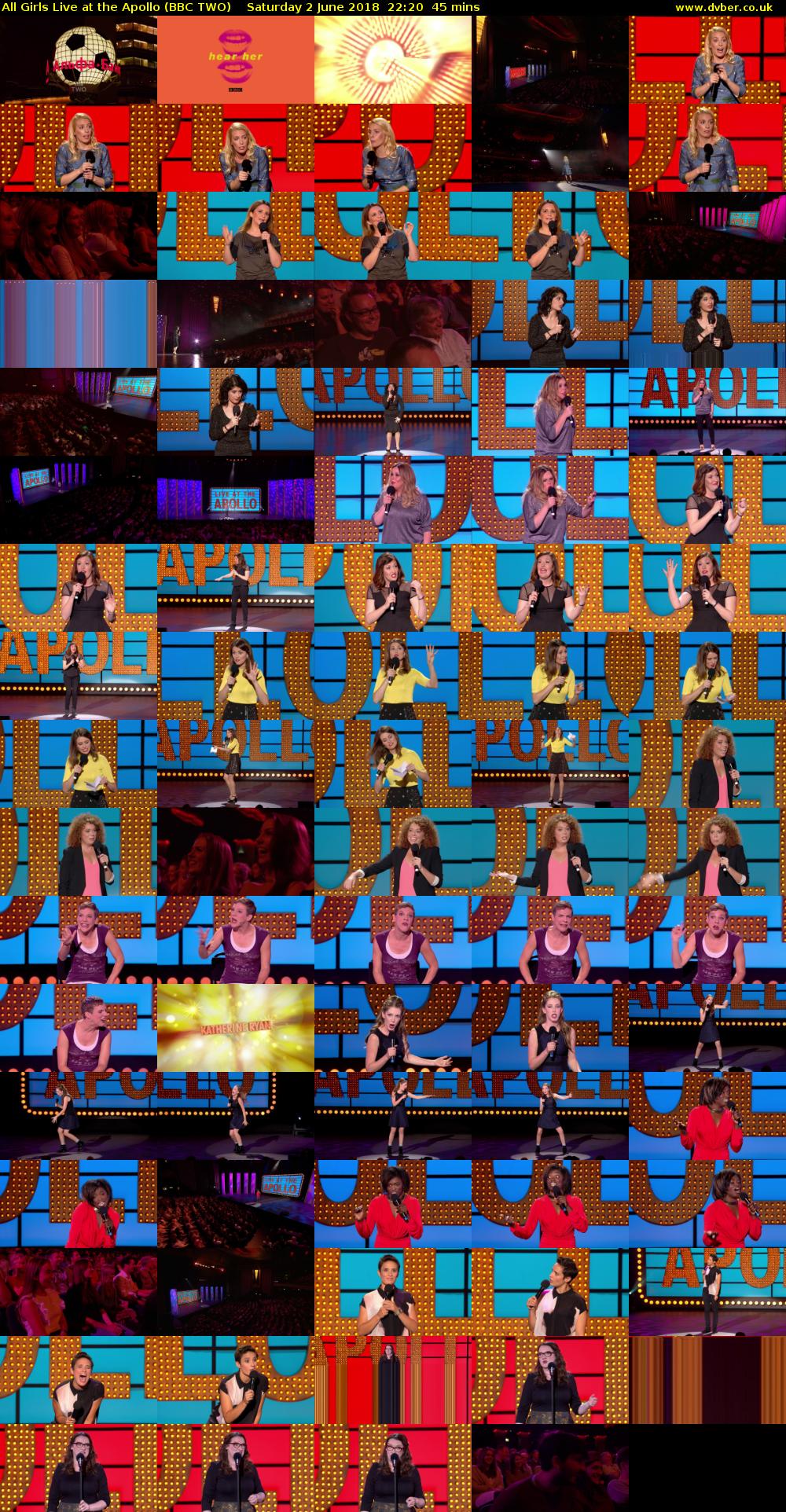 All Girls Live at the Apollo (BBC TWO) Saturday 2 June 2018 22:20 - 23:05