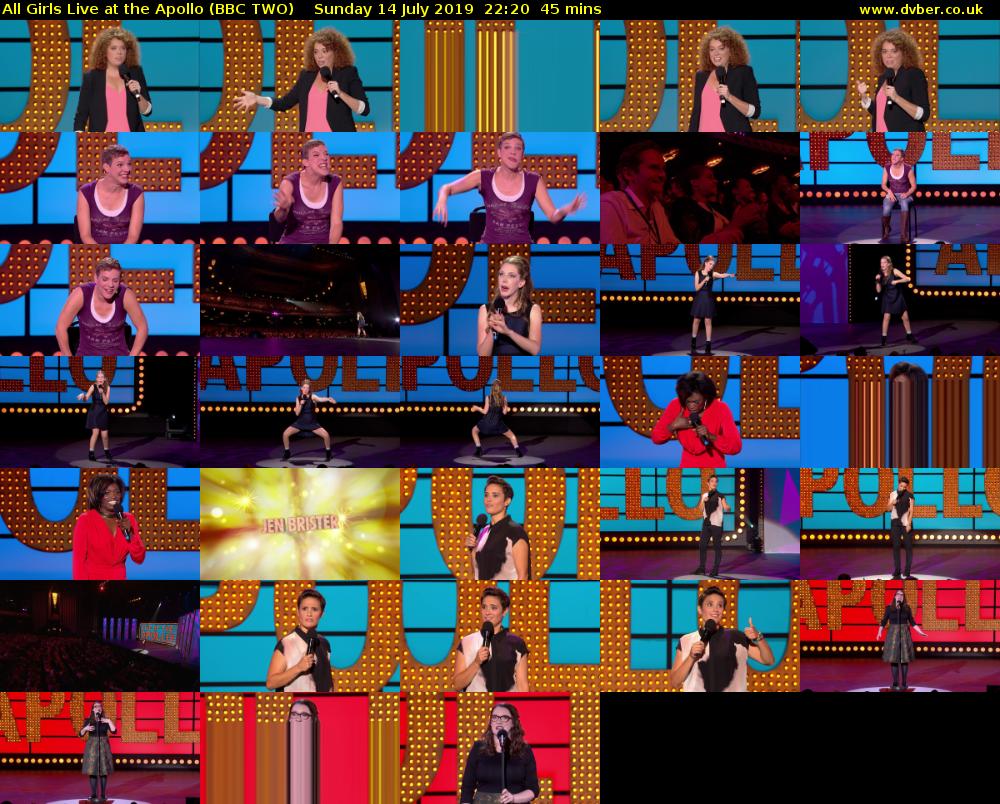 All Girls Live at the Apollo (BBC TWO) Sunday 14 July 2019 22:20 - 23:05