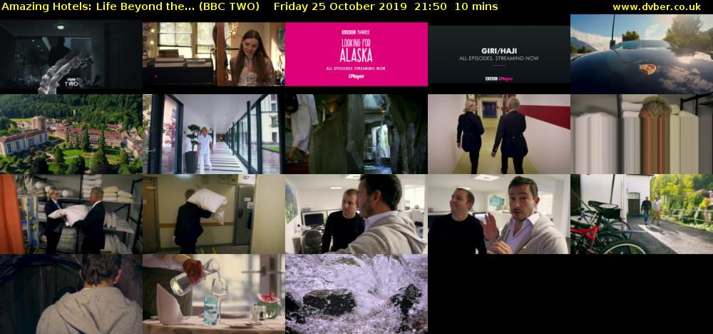 Amazing Hotels: Life Beyond the... (BBC TWO) Friday 25 October 2019 21:50 - 22:00