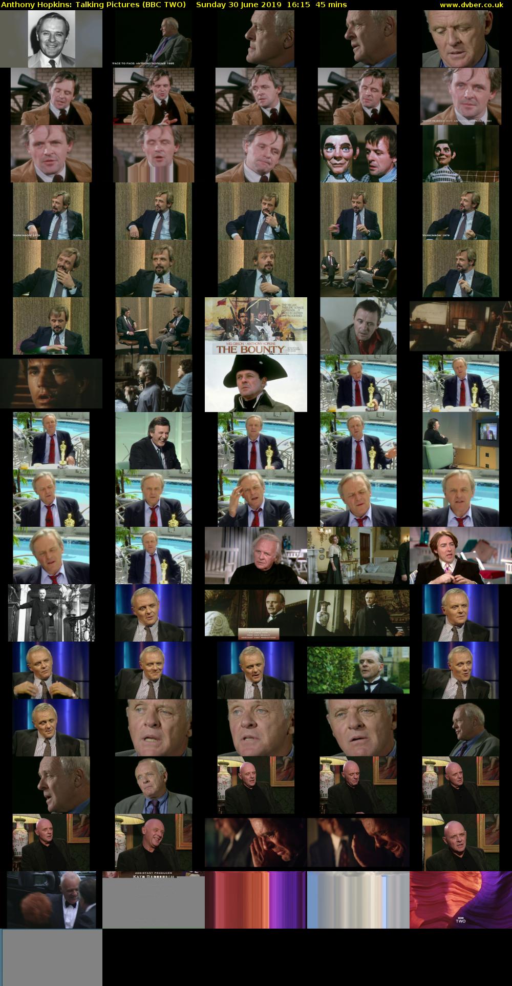 Anthony Hopkins: Talking Pictures (BBC TWO) Sunday 30 June 2019 16:15 - 17:00