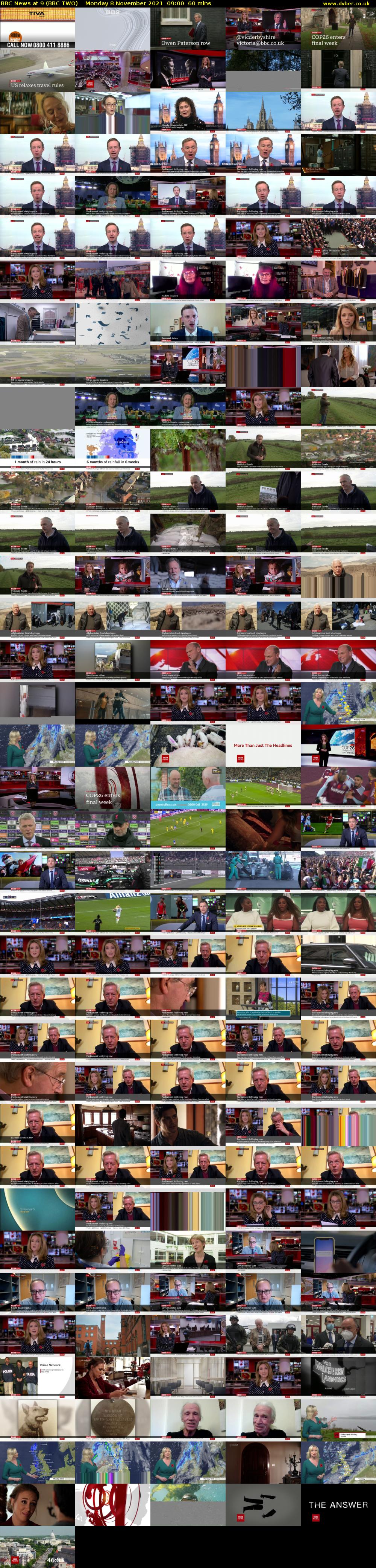 BBC News at 9 (BBC TWO) Monday 8 November 2021 09:00 - 10:00