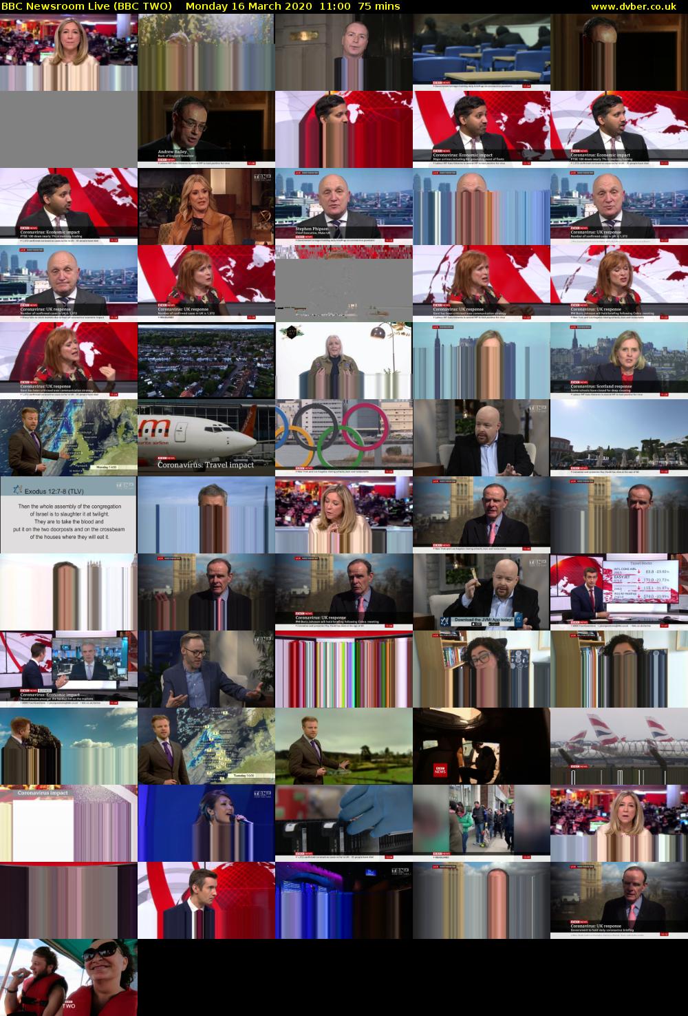 BBC Newsroom Live (BBC TWO) Monday 16 March 2020 11:00 - 12:15