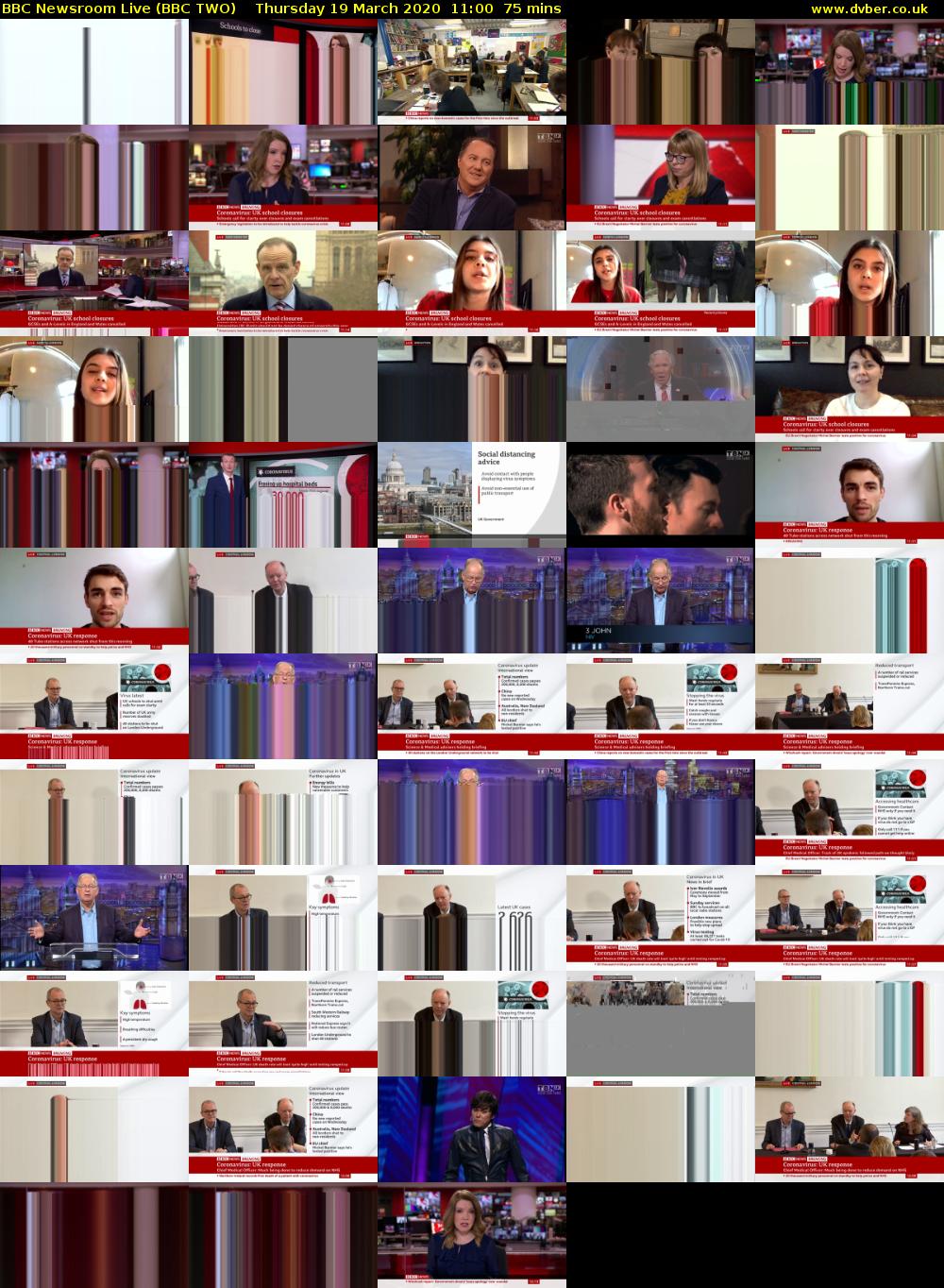 BBC Newsroom Live (BBC TWO) Thursday 19 March 2020 11:00 - 12:15