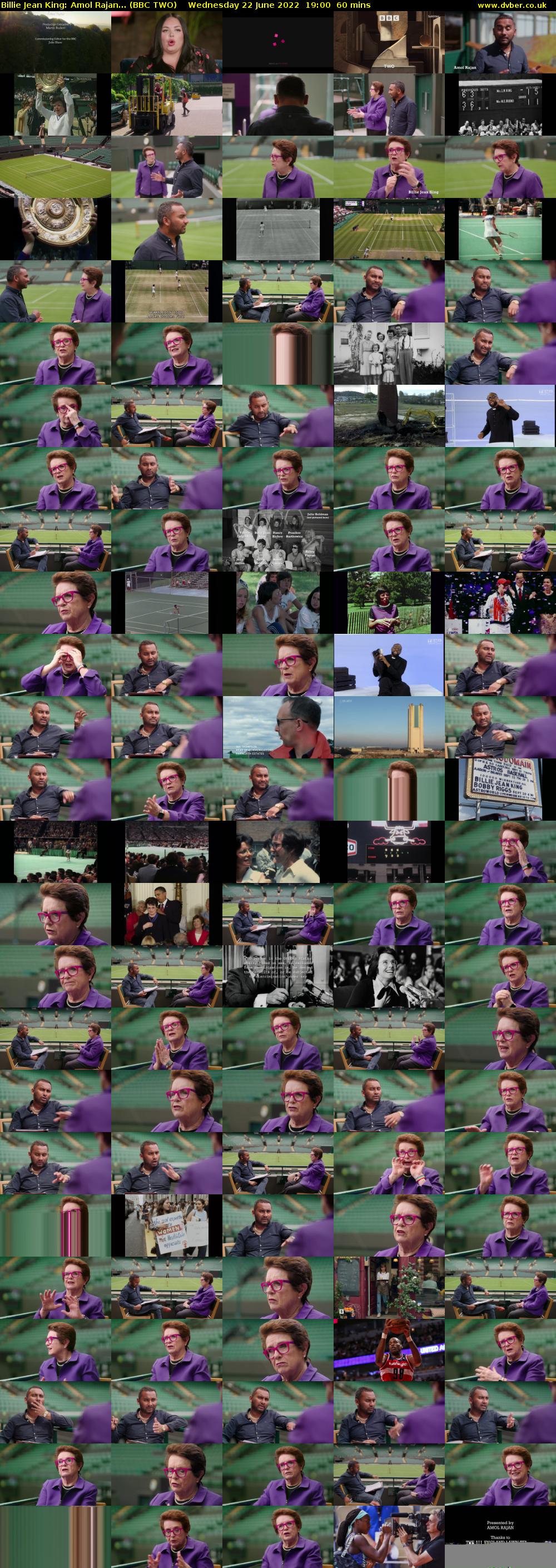 Billie Jean King: Amol Rajan... (BBC TWO) Wednesday 22 June 2022 19:00 - 20:00