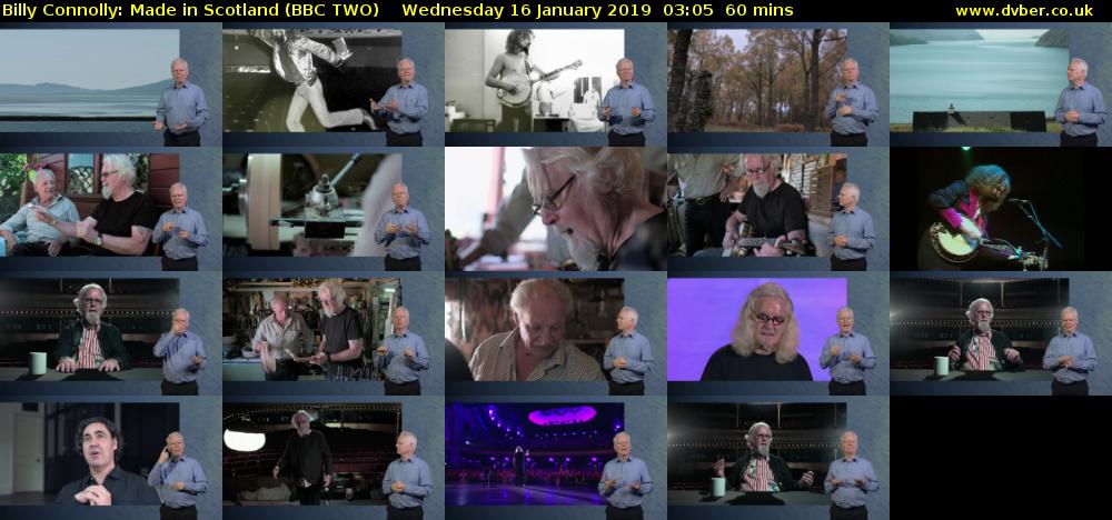 Billy Connolly: Made in Scotland (BBC TWO) Wednesday 16 January 2019 03:05 - 04:05