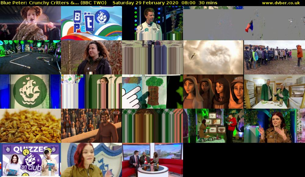Blue Peter: Crunchy Critters &... (BBC TWO) Saturday 29 February 2020 08:00 - 08:30