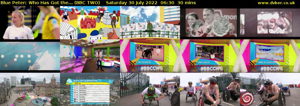 Blue Peter: Who Has Got the... (BBC TWO) Saturday 30 July 2022 06:30 - 07:00