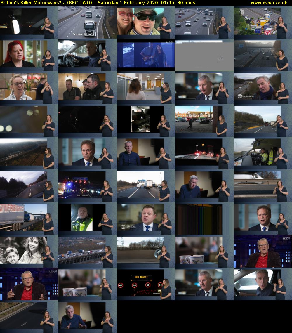 Britain's Killer Motorways?... (BBC TWO) Saturday 1 February 2020 01:45 - 02:15