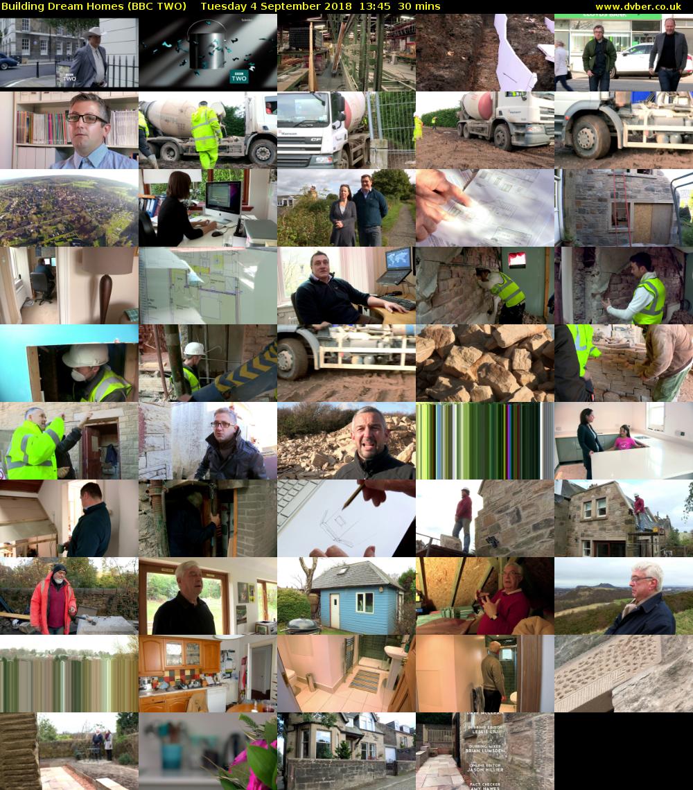 Building Dream Homes (BBC TWO) Tuesday 4 September 2018 13:45 - 14:15