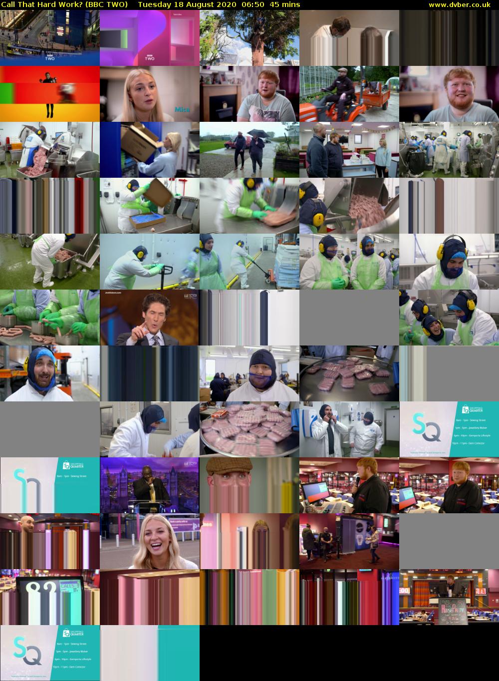 Call That Hard Work? (BBC TWO) Tuesday 18 August 2020 06:50 - 07:35