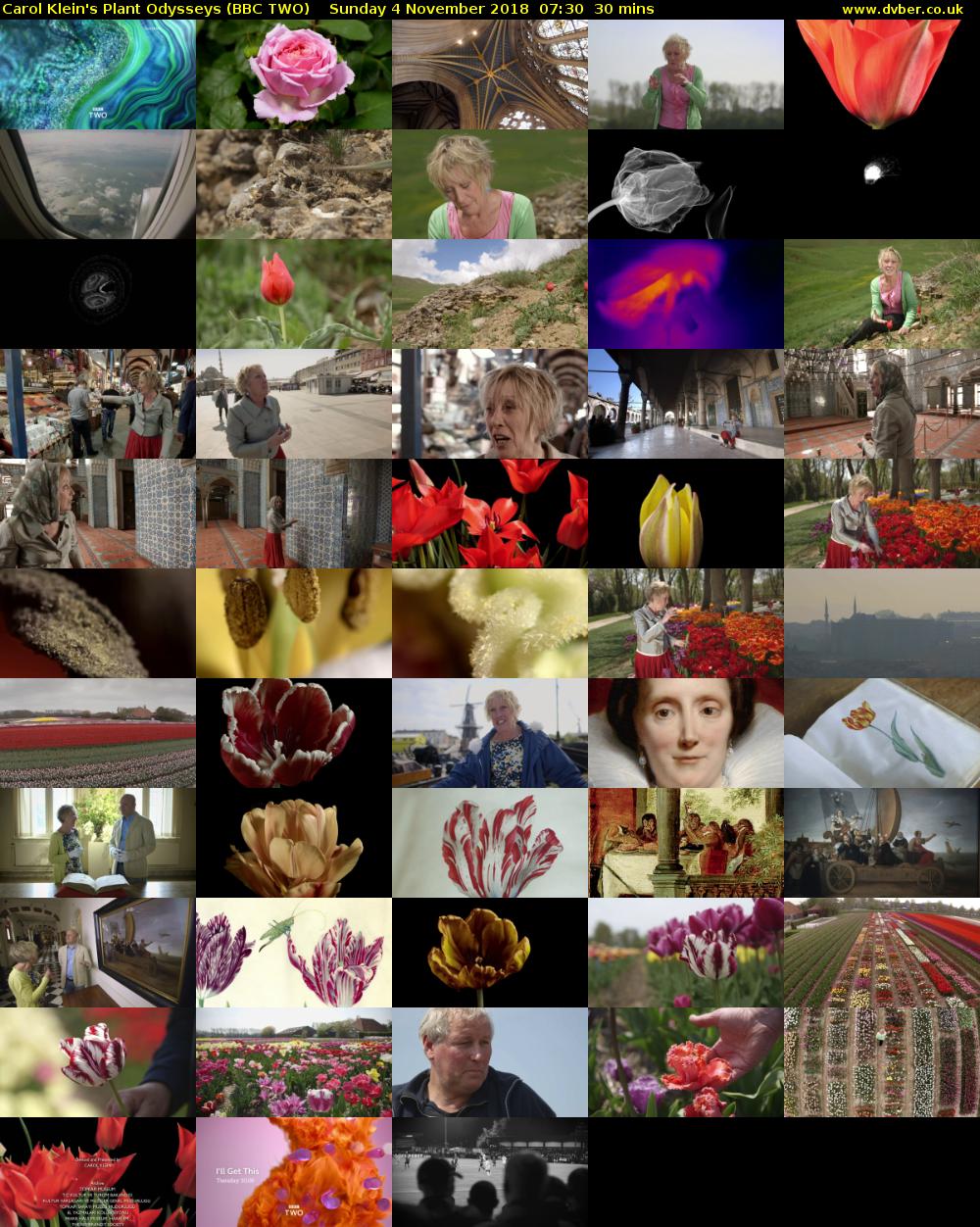Carol Klein's Plant Odysseys (BBC TWO) Sunday 4 November 2018 07:30 - 08:00