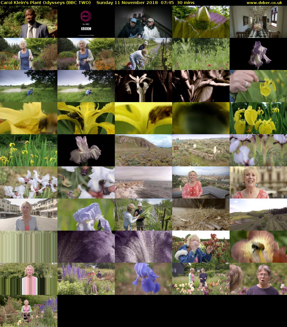 Carol Klein's Plant Odysseys (BBC TWO) Sunday 11 November 2018 07:45 - 08:15
