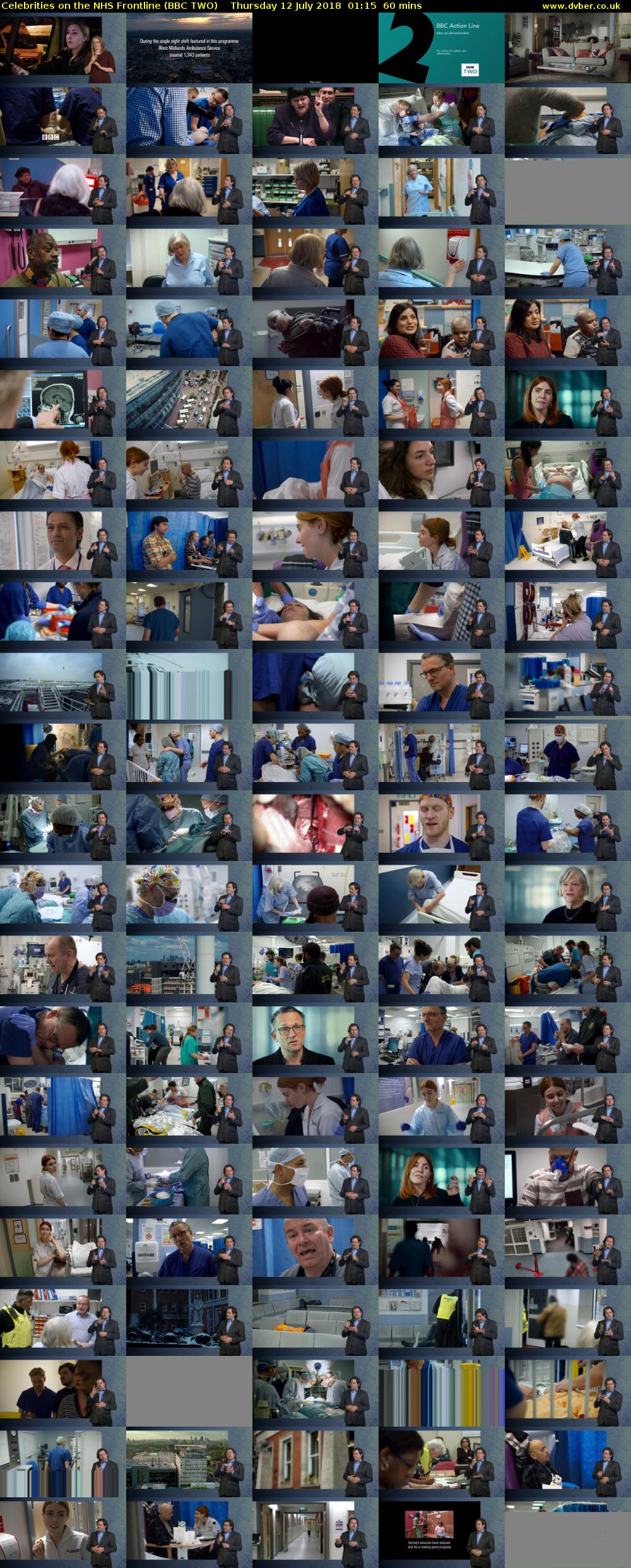 Celebrities on the NHS Frontline (BBC TWO) Thursday 12 July 2018 01:15 - 02:15