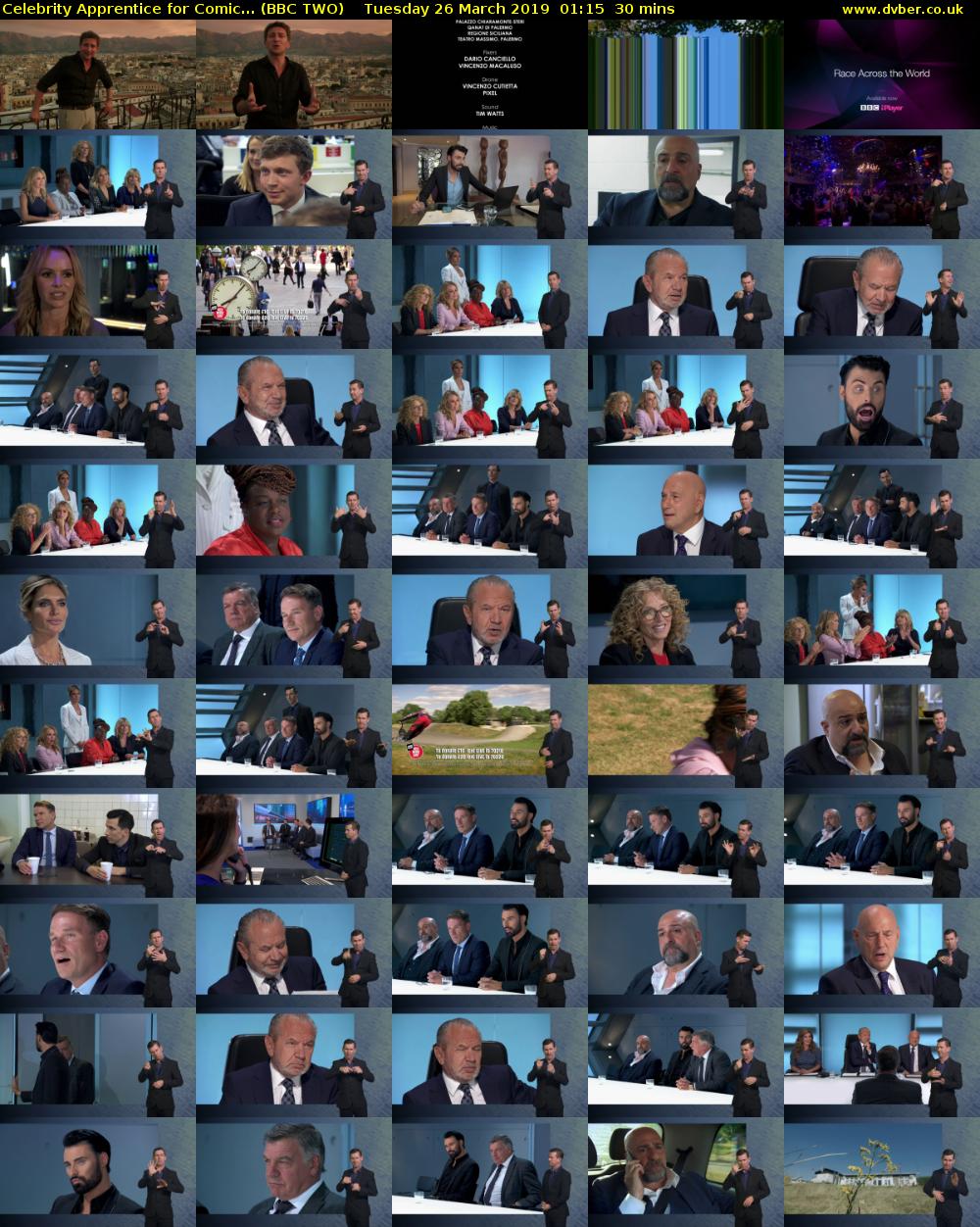 Celebrity Apprentice for Comic... (BBC TWO) Tuesday 26 March 2019 01:15 - 01:45