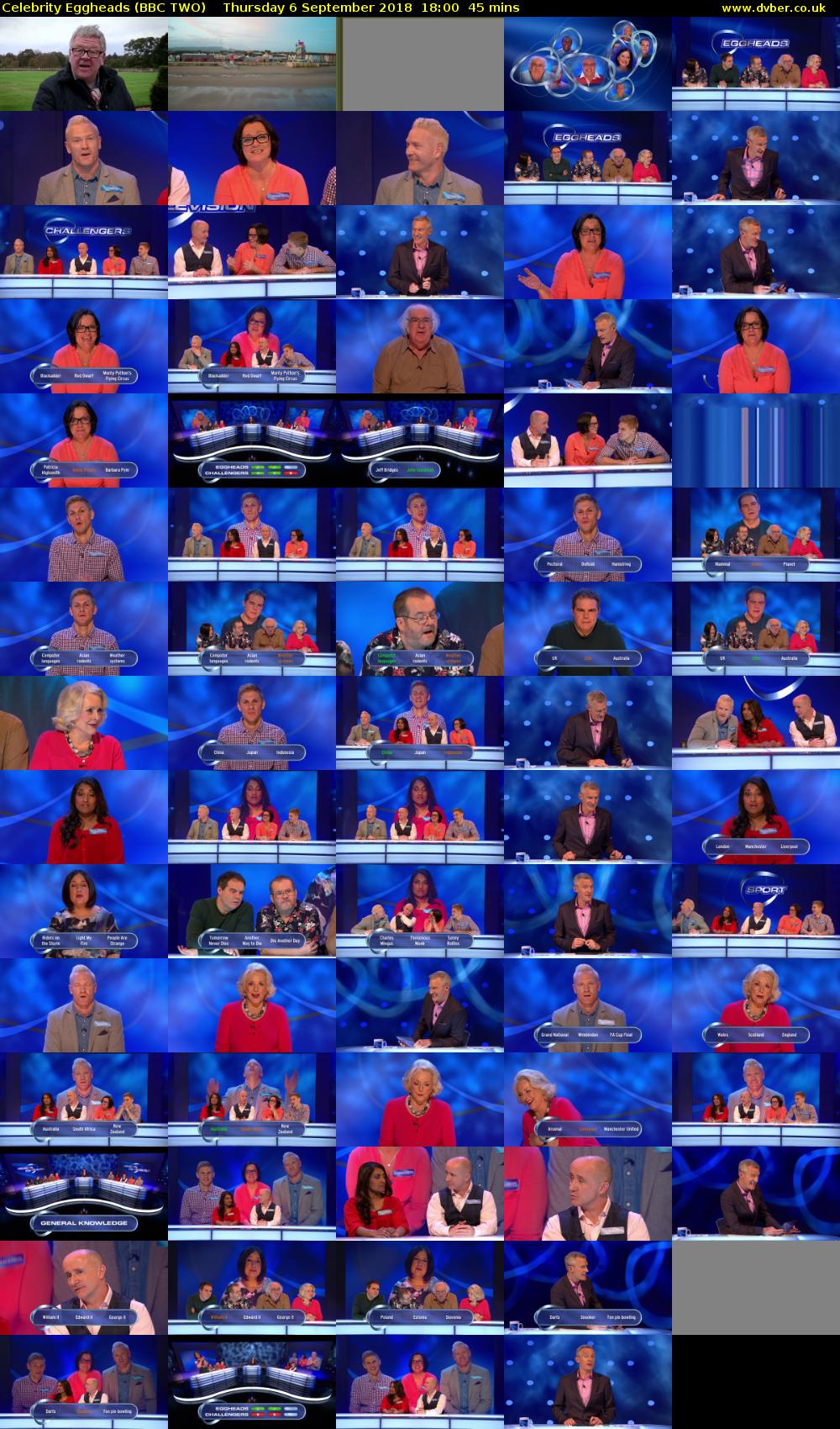 Celebrity Eggheads (BBC TWO) Thursday 6 September 2018 18:00 - 18:45