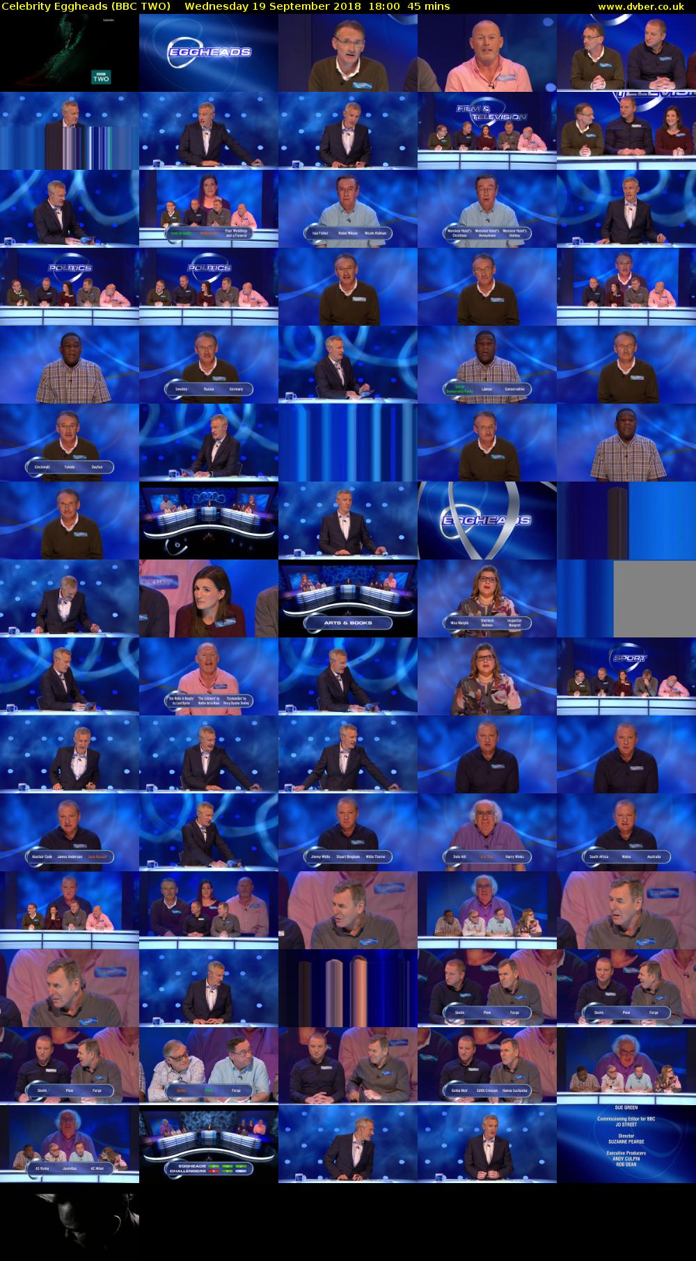 Celebrity Eggheads (BBC TWO) Wednesday 19 September 2018 18:00 - 18:45