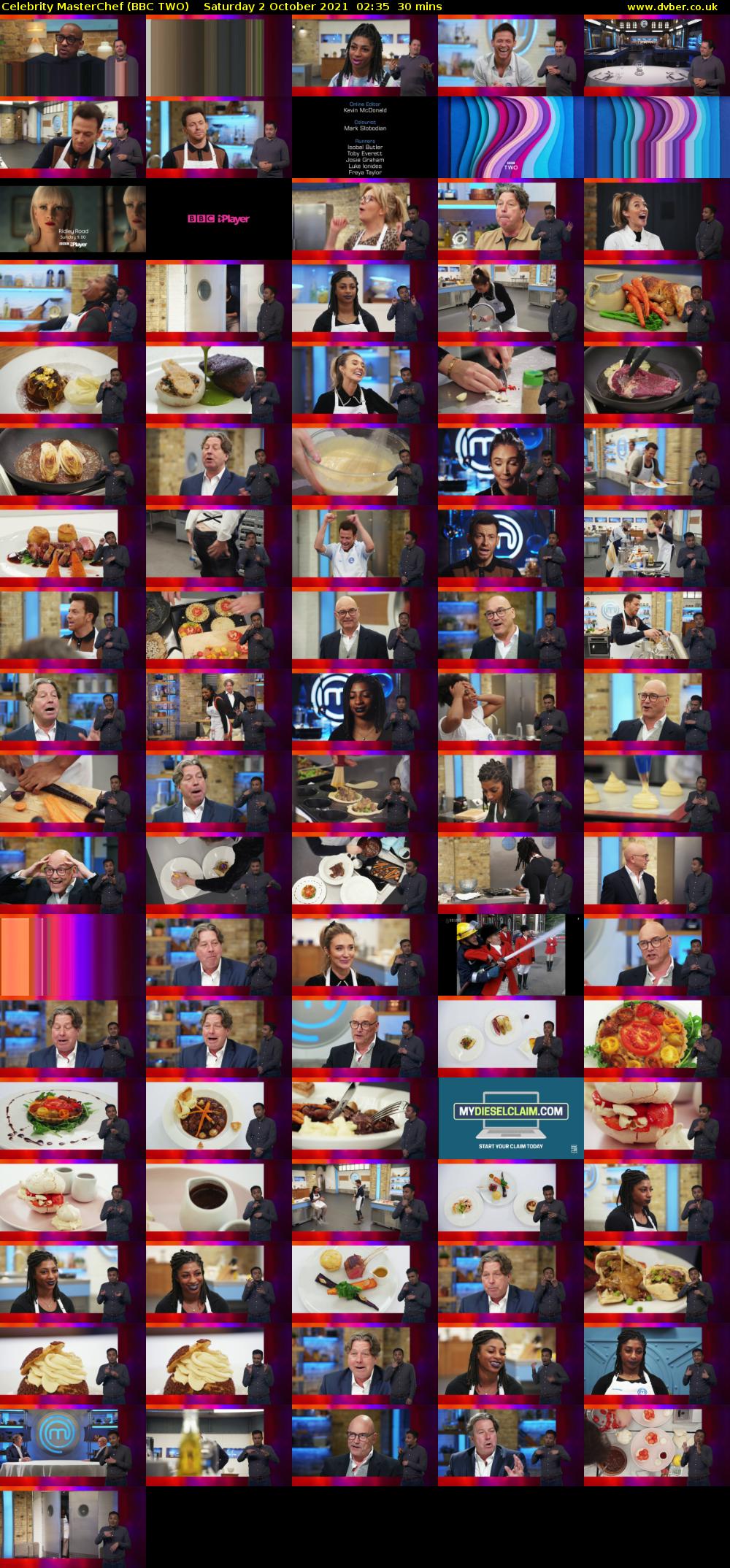 Celebrity MasterChef (BBC TWO) Saturday 2 October 2021 02:35 - 03:05