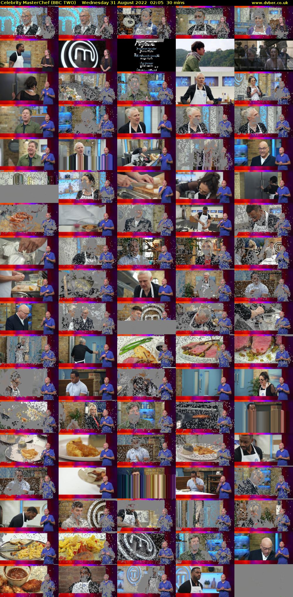 Celebrity MasterChef (BBC TWO) Wednesday 31 August 2022 02:05 - 02:35