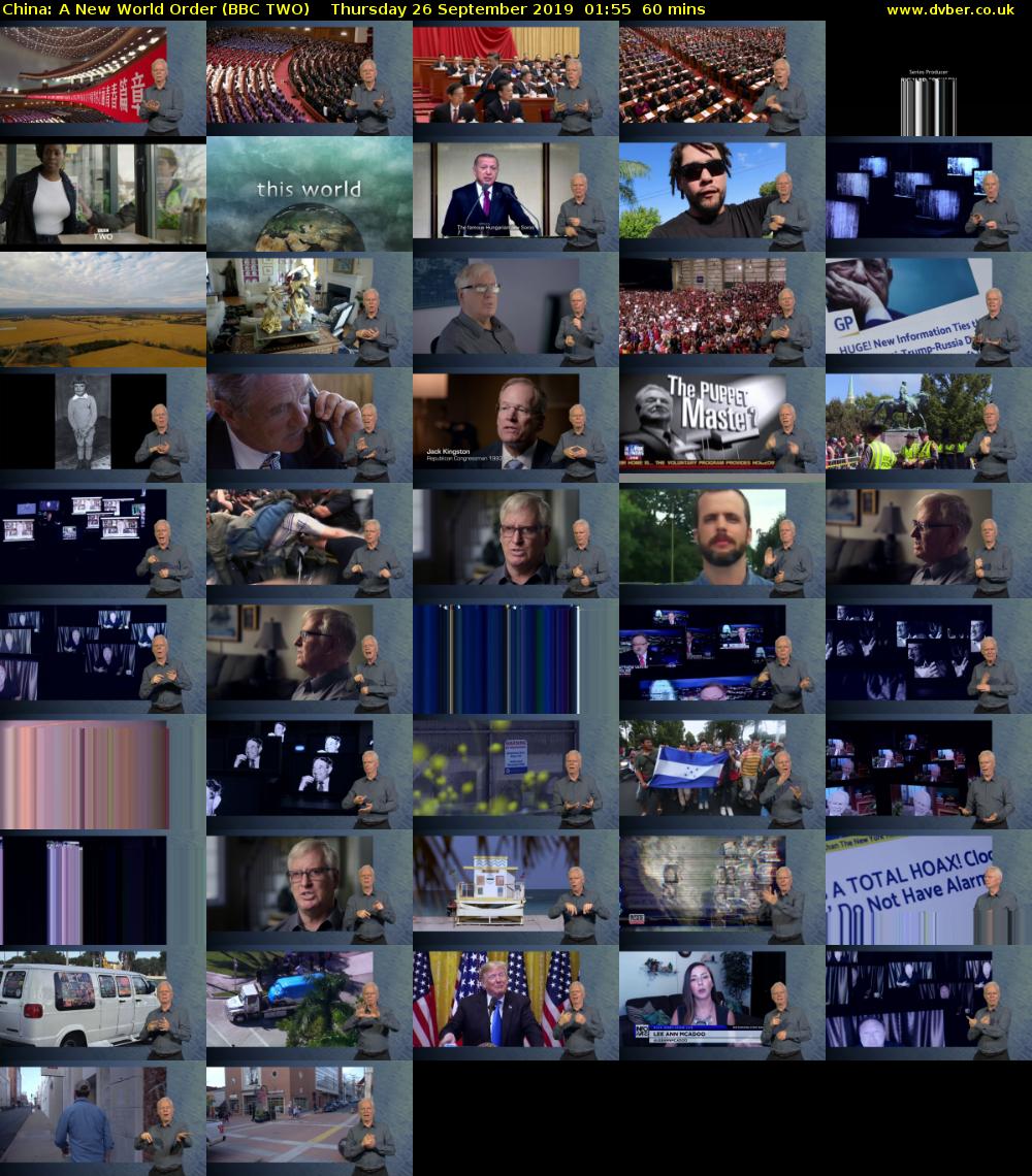 China: A New World Order (BBC TWO) Thursday 26 September 2019 01:55 - 02:55