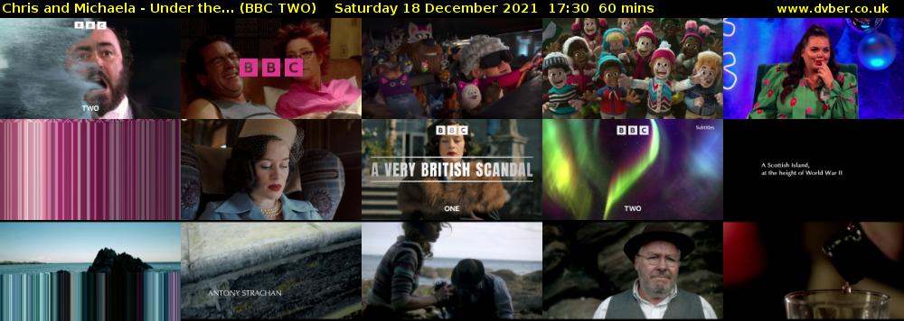Chris and Michaela - Under the... (BBC TWO) Saturday 18 December 2021 17:30 - 18:30