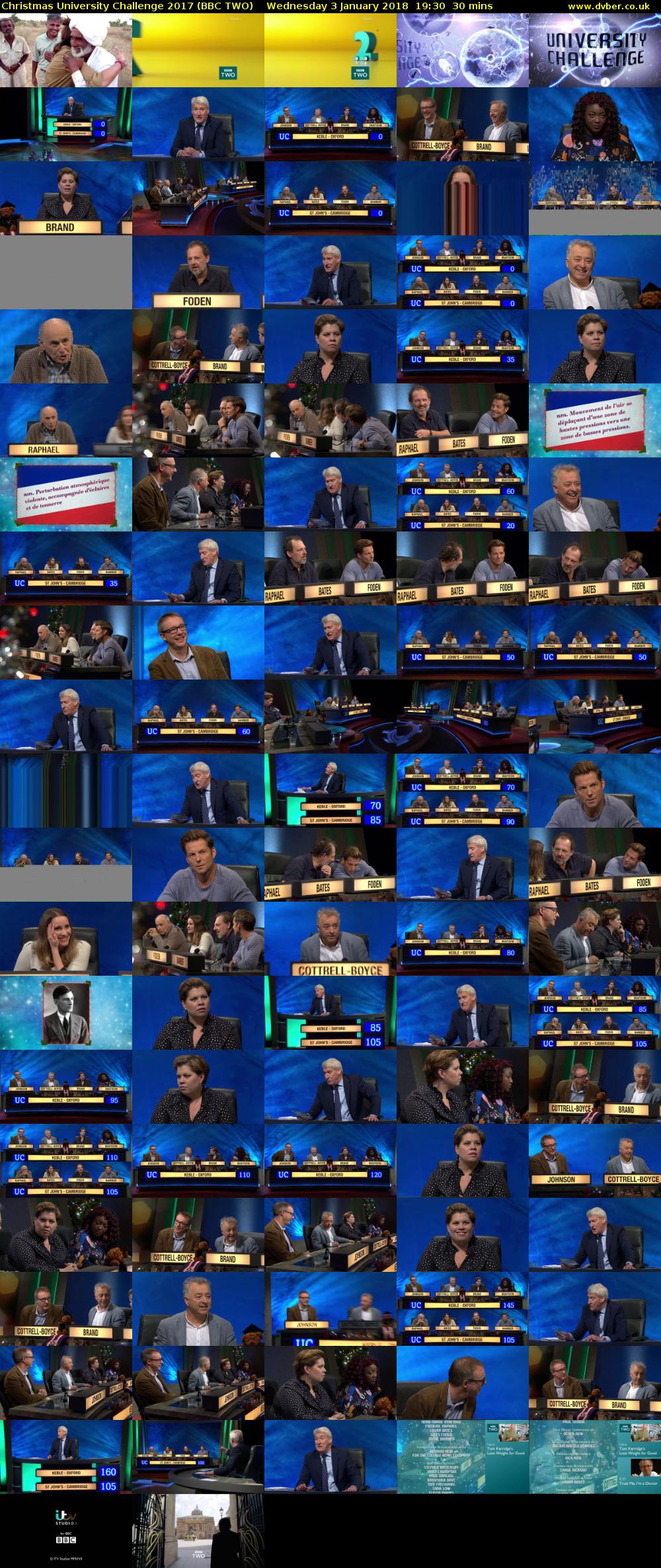 Christmas University Challenge 2017 (BBC TWO) Wednesday 3 January 2018 19:30 - 20:00