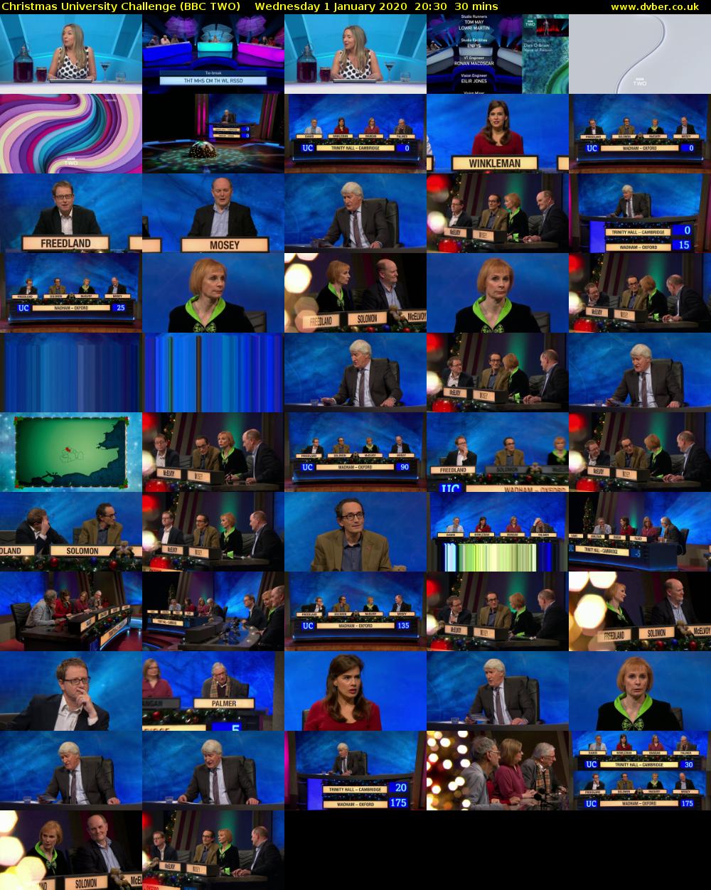 Christmas University Challenge (BBC TWO) Wednesday 1 January 2020 20:30 - 21:00