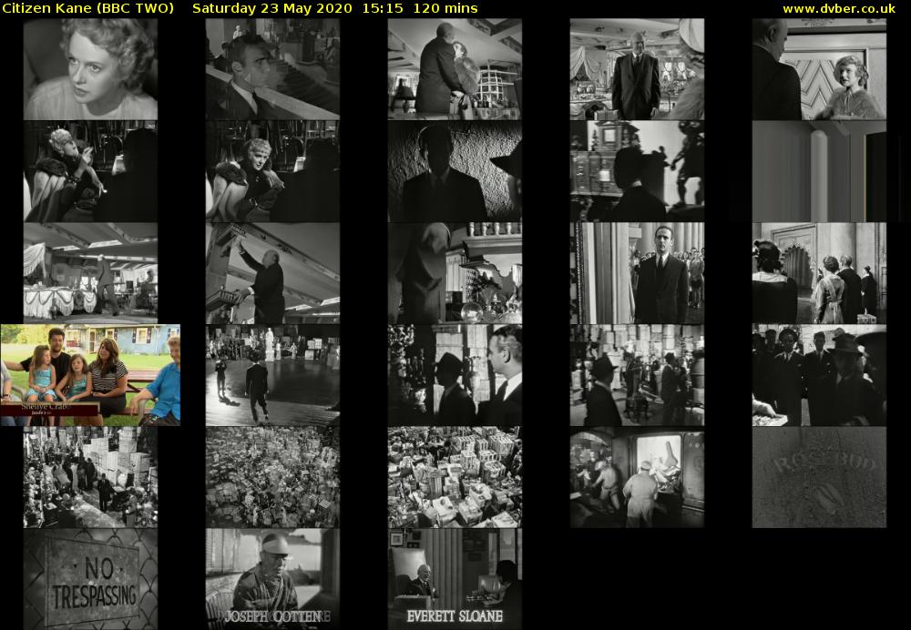 Citizen Kane (BBC TWO) Saturday 23 May 2020 15:15 - 17:15