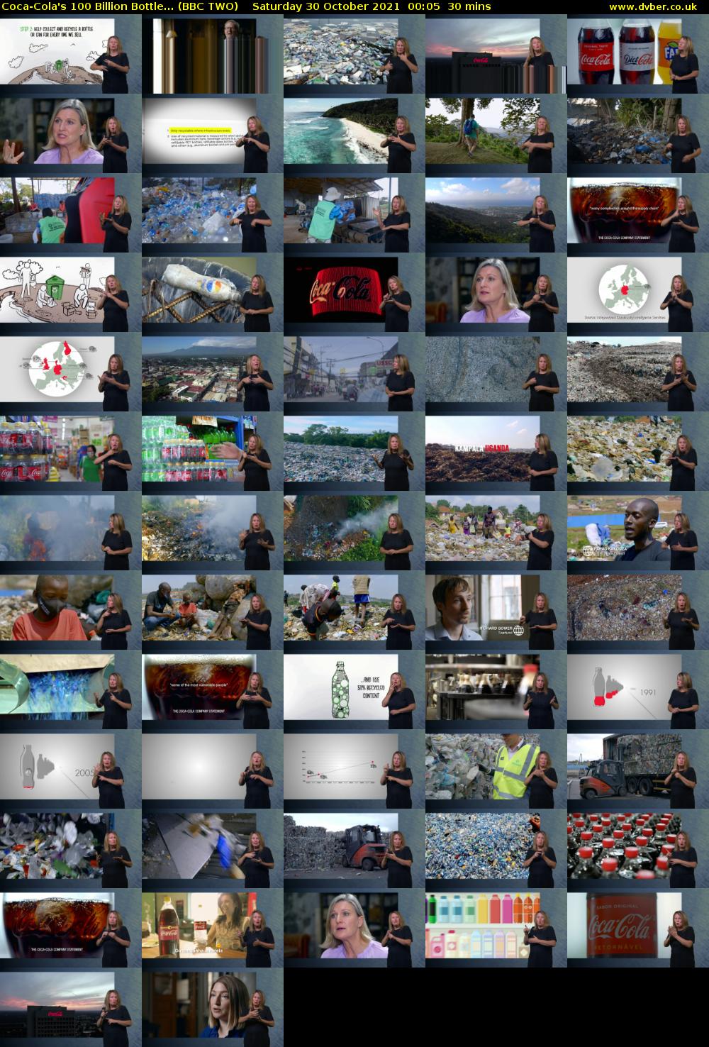 Coca-Cola's 100 Billion Bottle... (BBC TWO) Saturday 30 October 2021 00:05 - 00:35