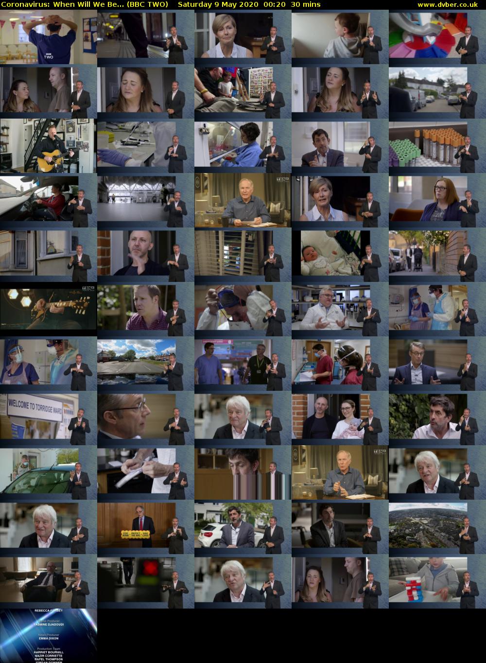 Coronavirus: When Will We Be... (BBC TWO) Saturday 9 May 2020 00:20 - 00:50