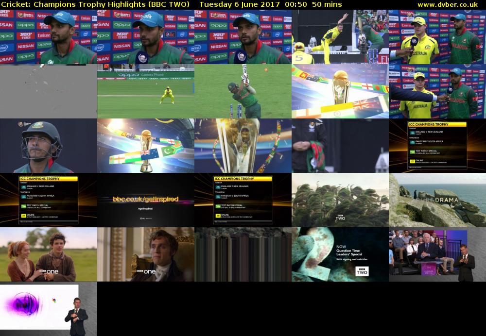 Cricket: Champions Trophy Highlights (BBC TWO) Tuesday 6 June 2017 00:50 - 01:40