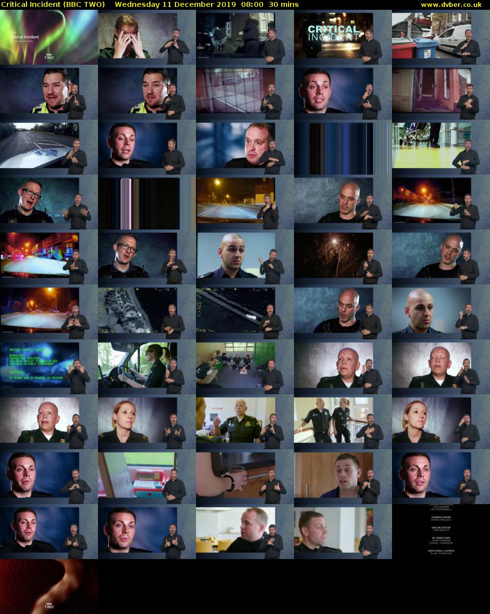 Critical Incident (BBC TWO) Wednesday 11 December 2019 08:00 - 08:30