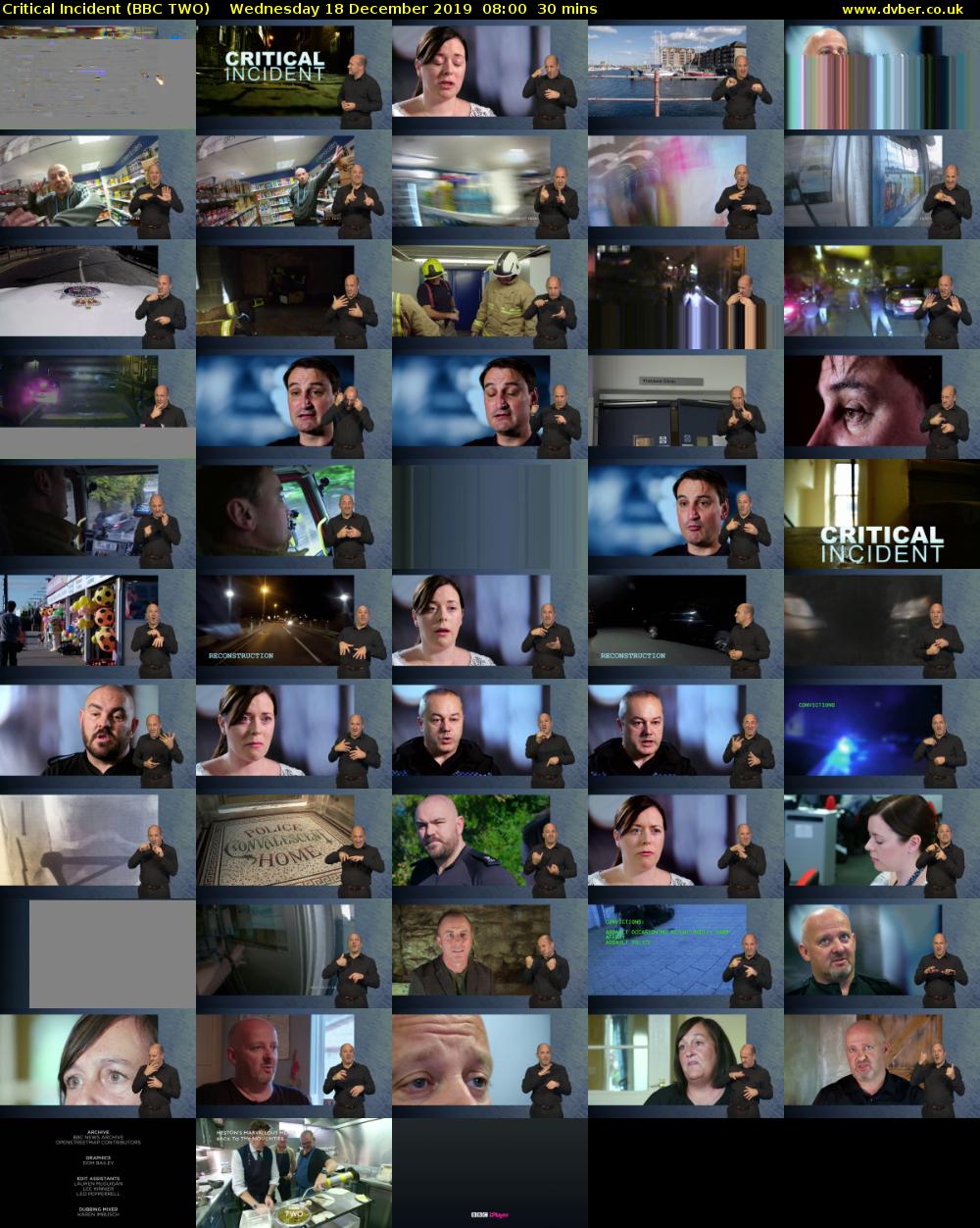 Critical Incident (BBC TWO) Wednesday 18 December 2019 08:00 - 08:30