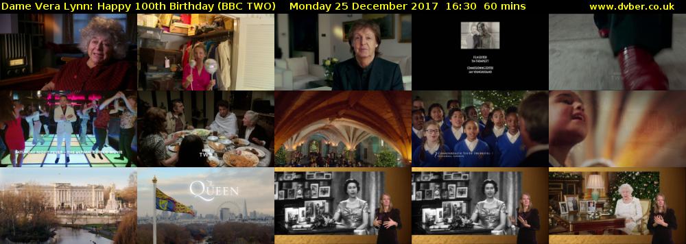Dame Vera Lynn: Happy 100th Birthday (BBC TWO) Monday 25 December 2017 16:30 - 17:30