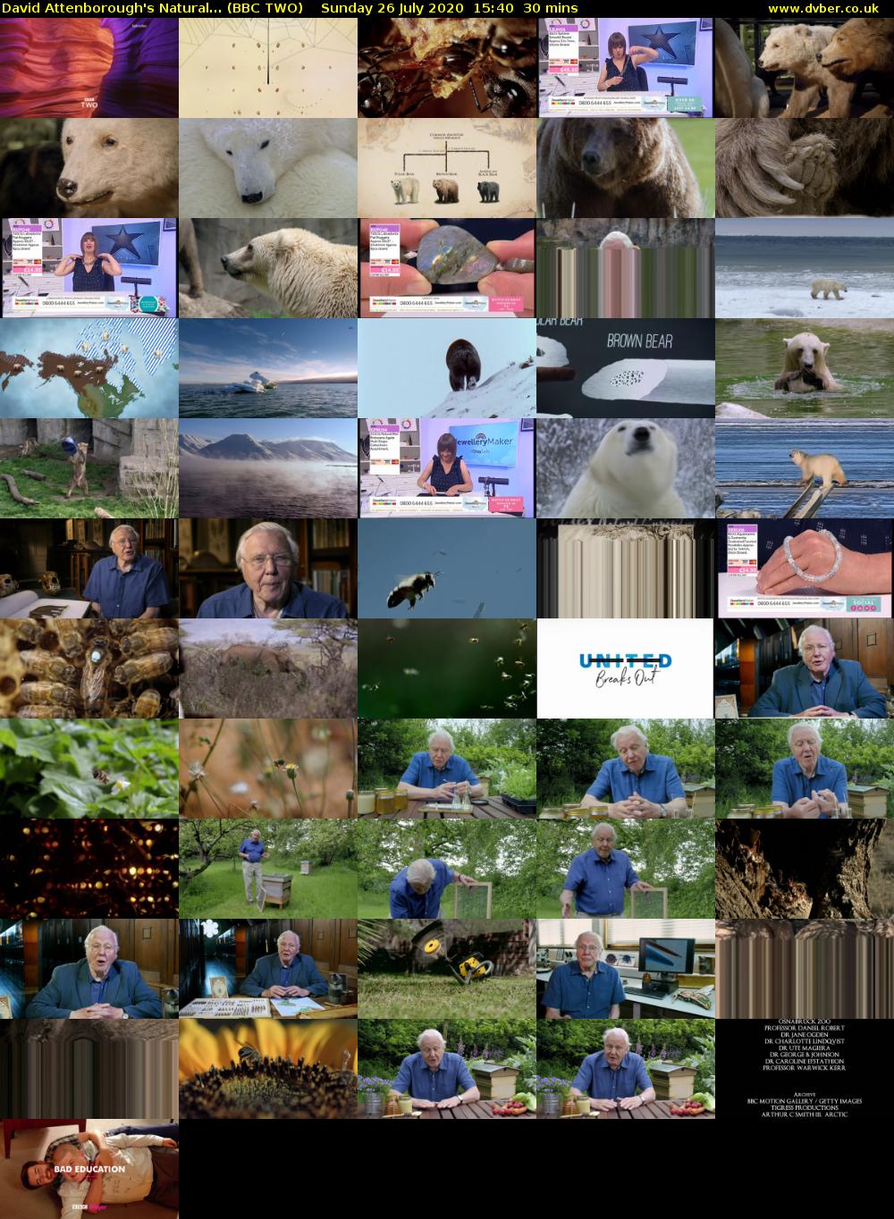 David Attenborough's Natural... (BBC TWO) Sunday 26 July 2020 15:40 - 16:10